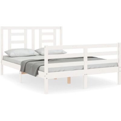 vidaXL Bettgestell Weiß 140x190 cm - Bettrahmen vidaXL Bettgestell Weiß 140x190 cm - Bettrahmen