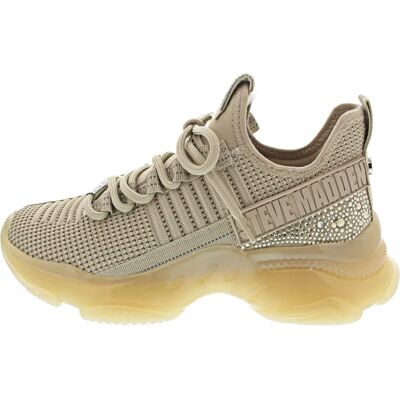 Steve Madden Maxilla-R-E Beige Textile Rhinestone Sneakers - Shoe Steve Madden Maxilla-R-E Beige Textile Rhinestone Sneakers - Shoe