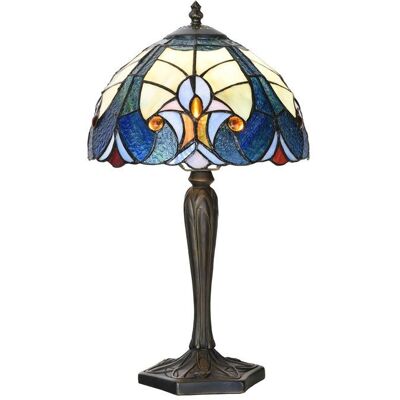 LumiLamp Tiffany Stolní lampa - Modrá - Ø25x40 cm - Stolní lampa LumiLamp Tiffany Stolní lampa - Modrá - Ø25x40 cm - Stolní lampa