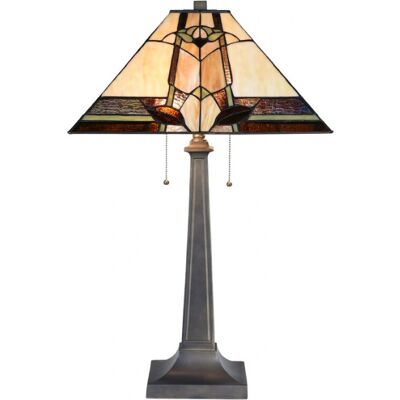 LumiLamp - Tiffany Stolní lampa 80cm Béžové Sklo LumiLamp - Tiffany Stolní lampa 80cm Béžové Sklo