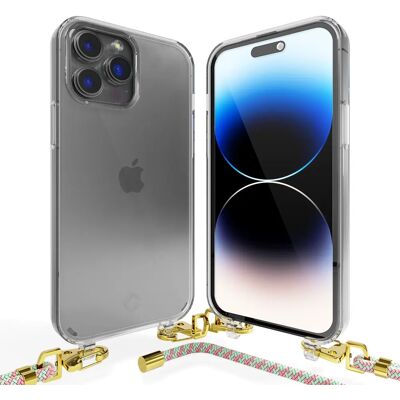 Coverzs - iPhone 14 Pro Max - aqua - roze - hoesje Coverzs - iPhone 14 Pro Max - aqua - roze - hoesje