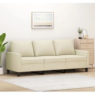 MAISON EXCLUSIVE Canapé - 180cm Crème Cuir Synthétique Design Moderne - Publicité MAISON EXCLUSIVE Canapé - 180cm Crème Cuir Synthétique Design Moderne - Publicité
