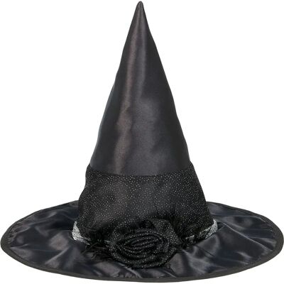 Chapeau de Sorcière en Satin Noir Julietta - Costumes - Publicité Chapeau de Sorcière en Satin Noir Julietta - Costumes - Publicité