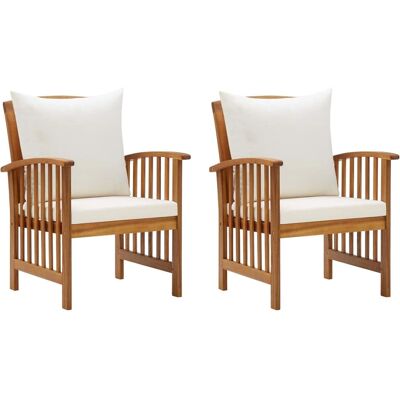 Maison exclusive Ensemble de Chaises de Jardin - Bois d'Acacia Massif et Coussins - Publicité Maison exclusive Ensemble de Chaises de Jardin - Bois d'Acacia Massif et Coussins - Publicité