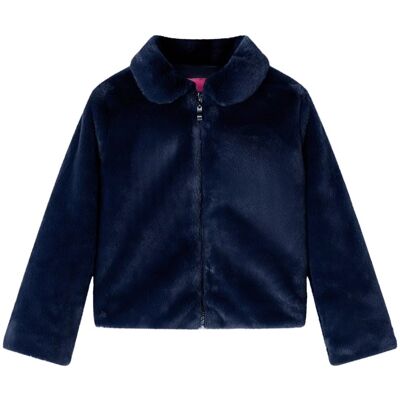 vidaXL Kinderjas Navy Faux Fur - Lange Mouw School Jacket vidaXL Kinderjas Navy Faux Fur - Lange Mouw School Jacket
