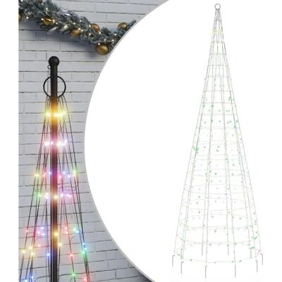 vidaXL LED Joulukuusi lipunvarteen 550 LED Monivärinen 300 cm - Joulutähti vidaXL LED Joulukuusi lipunvarteen 550 LED Monivärinen 300 cm - Joulutähti