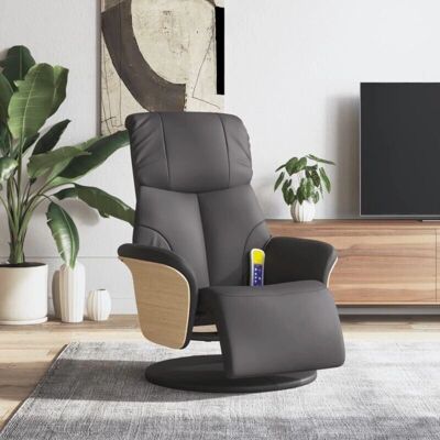 Vidaxl - Relaxfauteuil massagestoel - Grijze kunstleer Vidaxl - Relaxfauteuil massagestoel - Grijze kunstleer