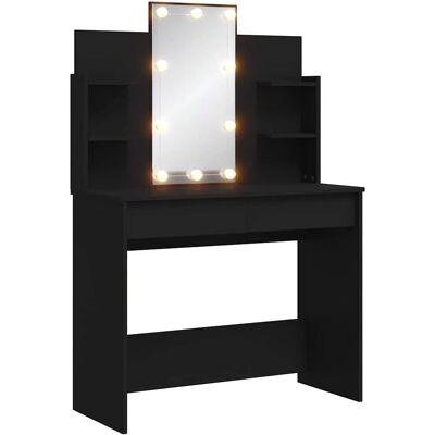 vidaXL 837893 Juego de tocador negro - Muebles de dormitorio vidaXL 837893 Juego de tocador negro - Muebles de dormitorio