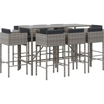 vidaXL Gartenbar-Set - Wetterbeständiger Resin-Polyrattan, Stahlrahmen, Glasplatte vidaXL Gartenbar-Set - Wetterbeständiger Resin-Polyrattan, Stahlrahmen, Glasplatte