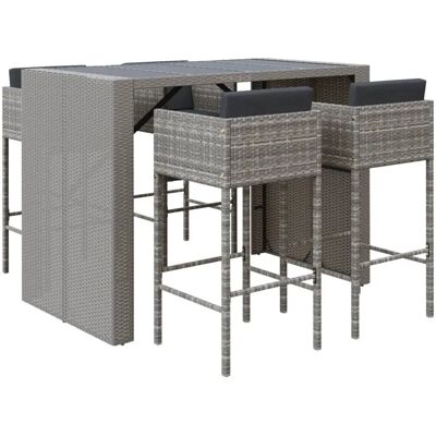 VidaXL Gartenmöbel-Set - 5-teiliges Grau Rattan Bar Set VidaXL Gartenmöbel-Set - 5-teiliges Grau Rattan Bar Set