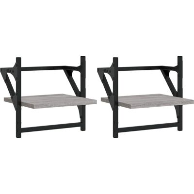 vidaXL Grijze Planken 40x25x30cm - Wandplanken met Stangen vidaXL Grijze Planken 40x25x30cm - Wandplanken met Stangen