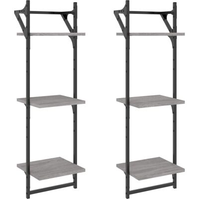 vidaXL Graue Wandregale mit Stangen 2 Stück 30x25x100 cm - Regal vidaXL Graue Wandregale mit Stangen 2 Stück 30x25x100 cm - Regal