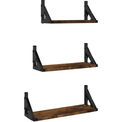 vidaXL 3-teiliges Wandregal-Set Rauchsiche Eiche - Wandregal-Set vidaXL 3-teiliges Wandregal-Set Rauchsiche Eiche - Wandregal-Set