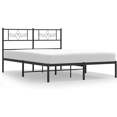 vidaXL Metallbettgestell mit Kopfteil - 135x190cm - Schwarz vidaXL Metallbettgestell mit Kopfteil - 135x190cm - Schwarz