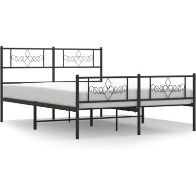 vidaXL Bettgestell - Stahl - Schwarz - 140x190cm - mit Kopfteil vidaXL Bettgestell - Stahl - Schwarz - 140x190cm - mit Kopfteil