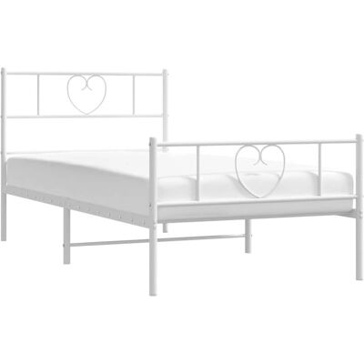 vidaXL Metallbettgestell mit Kopfteil - Bettart: Einzel, Farbe: Weiß, Größe: 90x190 cm vidaXL Metallbettgestell mit Kopfteil - Bettart: Einzel, Farbe: Weiß, Größe: 90x190 cm