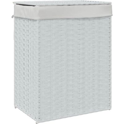 vidaXL Koš na prádlo s víkem Bílý 46x33x60 cm Poly Rattan - Laundry Basket vidaXL Koš na prádlo s víkem Bílý 46x33x60 cm Poly Rattan - Laundry Basket
