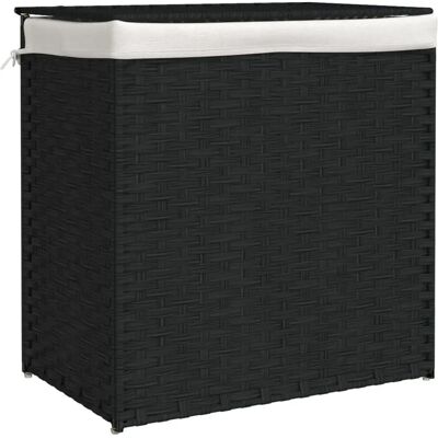 vidaXL Wäschekorb - 2 Fächer - Schwarz - 53x35x57 cm - Wäschekorb vidaXL Wäschekorb - 2 Fächer - Schwarz - 53x35x57 cm - Wäschekorb