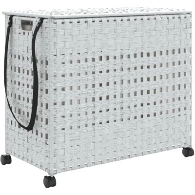 vidaXL Tøjkurv med hjul Hvid 66x35x60 cm Rattan vidaXL Tøjkurv med hjul Hvid 66x35x60 cm Rattan