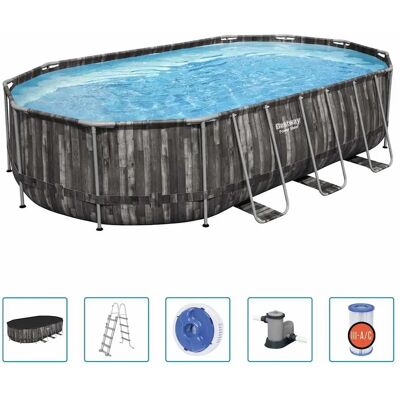 Bestway Power Steel Ovalt Svømmebassin 488x305x107 cm - Pool sæt Bestway Power Steel Ovalt Svømmebassin 488x305x107 cm - Pool sæt