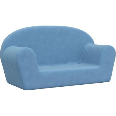 vidaXL Kinderbank 2-Zits Zacht Pluche Blauw - Meubels vidaXL Kinderbank 2-Zits Zacht Pluche Blauw - Meubels