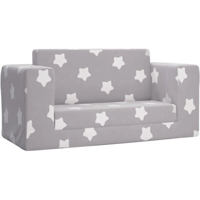 vidaXL Kinder 2-in-1 Sofa Bett Grau mit Sternen vidaXL Kinder 2-in-1 Sofa Bett Grau mit Sternen
