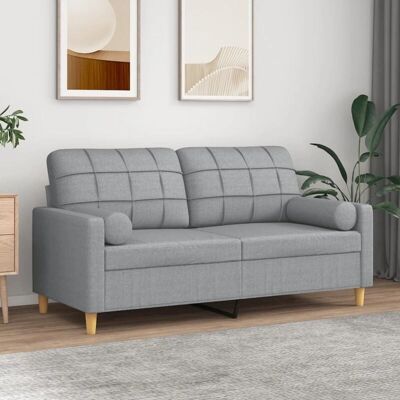 vidaXL 2-Sitzer Hellgraues Stoffsofa mit Kissen - Sofa vidaXL 2-Sitzer Hellgraues Stoffsofa mit Kissen - Sofa