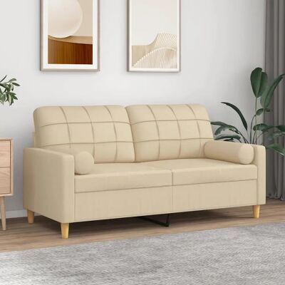 vidaXL 2-Sitzer Creme Stoffsofa mit Kissen - Sofa vidaXL 2-Sitzer Creme Stoffsofa mit Kissen - Sofa