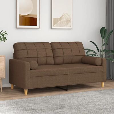 vidaXL 2-Sitzer braune Stoffcouch mit Kissen - Sofa vidaXL 2-Sitzer braune Stoffcouch mit Kissen - Sofa
