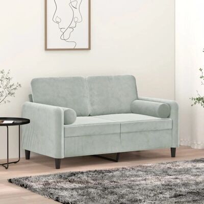 vidaXL Sofá de Terciopelo 2 Plazas Gris Claro - Sofá vidaXL Sofá de Terciopelo 2 Plazas Gris Claro - Sofá