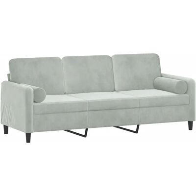 vidaXL 3-Sitzer Hellgrauer Samtsofa - Sofa vidaXL 3-Sitzer Hellgrauer Samtsofa - Sofa