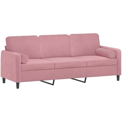 vidaXL 3-Sitzer Rosa Samtsofa mit Kissen vidaXL 3-Sitzer Rosa Samtsofa mit Kissen