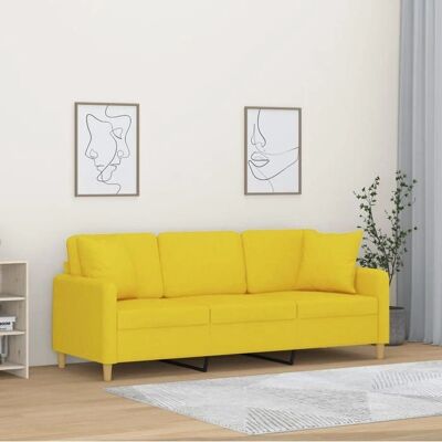 vidaXL Sofá de 3 Plazas - Diseño Moderno, Amarillo Claro - Sofá vidaXL Sofá de 3 Plazas - Diseño Moderno, Amarillo Claro - Sofá