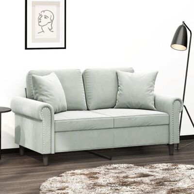 Canapé 2 Places Velours Gris Clair VIDA XL 120 cm - Publicité Canapé 2 Places Velours Gris Clair VIDA XL 120 cm - Publicité