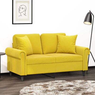 Canapé Velours Jaune 2 Places - Mobilier - Publicité Canapé Velours Jaune 2 Places - Mobilier - Publicité