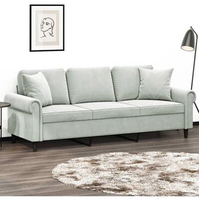 vidaXL 3-Sitzer Hellgrauer Samtsofa - Sofa vidaXL 3-Sitzer Hellgrauer Samtsofa - Sofa
