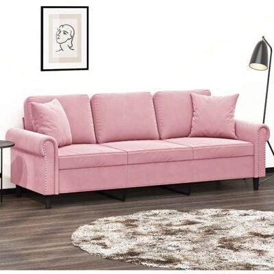 vidaXL 3-Sitzer Rosa Samtsofa - Lounge-Möbel vidaXL 3-Sitzer Rosa Samtsofa - Lounge-Möbel
