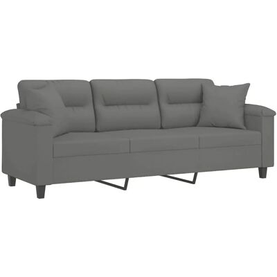 vidaXL 3-zitsbank Donkergrijs Microvezel 210cm vidaXL 3-zitsbank Donkergrijs Microvezel 210cm