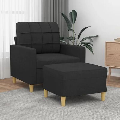 Canapé en tissu noir avec repose-pied vidaXL - Canapé avec ottomane Canapé en tissu noir avec repose-pied vidaXL - Canapé avec ottomane