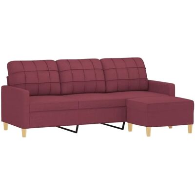 VIDAXL Roter 3-Sitzer mit Hocker - Sofa VIDAXL Roter 3-Sitzer mit Hocker - Sofa