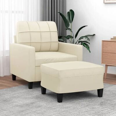 Fauteuil VIDAXL avec repose-pieds - similicuir durable, cadre stable, rembourrage confortable - Publicité Fauteuil VIDAXL avec repose-pieds - similicuir durable, cadre stable, rembourrage confortable - Publicité