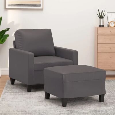 Fauteuil gris avec repose-pieds vidaXL - Publicité Fauteuil gris avec repose-pieds vidaXL - Publicité