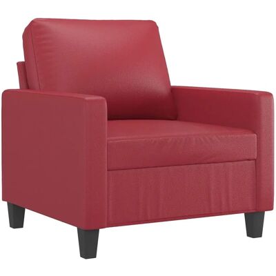 Sillón con Taburete Vidaxl - Rojo Bordeaux - Cuero Sintético Durable Sillón con Taburete Vidaxl - Rojo Bordeaux - Cuero Sintético Durable