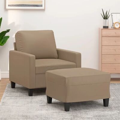 Vidaxl - Sofá con taburete - Capuchino Vidaxl - Sofá con taburete - Capuchino