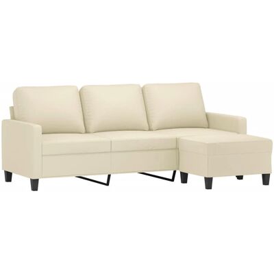 Canapé 3 places en faux cuir vidaXL avec repose-pieds - Canapé Canapé 3 places en faux cuir vidaXL avec repose-pieds - Canapé