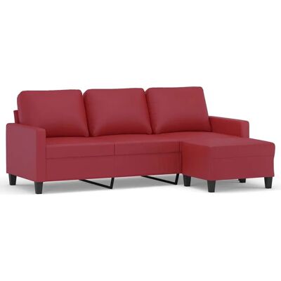 VidaXL 3201027 Sofa Rot - 3-Sitzer mit Hocker VidaXL 3201027 Sofa Rot - 3-Sitzer mit Hocker