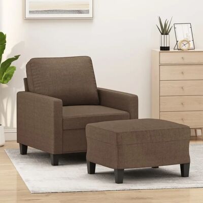 Sillón con Taburete VIDAXL - Mueble tapizado Marrón Sillón con Taburete VIDAXL - Mueble tapizado Marrón