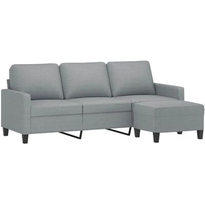Sofá de tela gris claro de 3 plazas con reposapiés vidaXL - Sofá Sofá de tela gris claro de 3 plazas con reposapiés vidaXL - Sofá