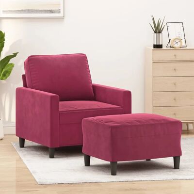 VIDAXL Fauteuil en velours rouge avec repose-pieds - Armchair with Ottoman - Publicité VIDAXL Fauteuil en velours rouge avec repose-pieds - Armchair with Ottoman - Publicité