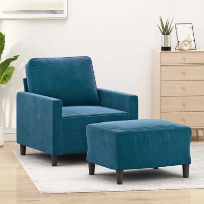 Fauteuil en velours bleu VIDAXL avec repose-pieds - Fauteuil avec repose-pieds - Publicité Fauteuil en velours bleu VIDAXL avec repose-pieds - Fauteuil avec repose-pieds - Publicité